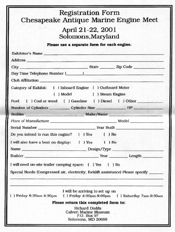 Calver Museum Registration Form