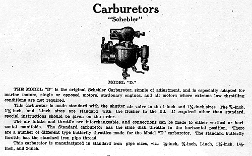 Schebler model D carburetor