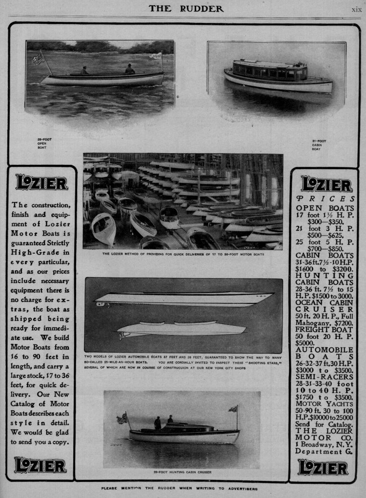 Lozier Ad RUDDER May 1904 - 2